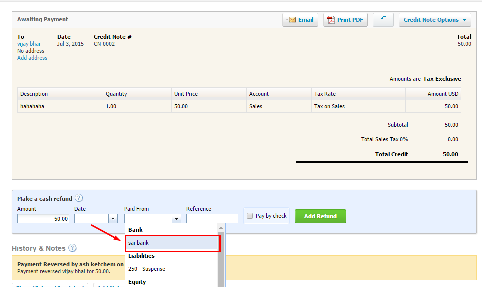 How to handle reconciliation in Xero for refunds scenario? Support Portal